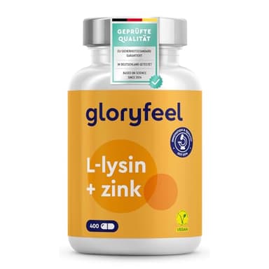 L-Lysin 400 Kapseln - 1000 mg L Lysin HCL/Tag - Aus pflanzlicher Fermentation - Essentielle Aminosäure mit Zink für Dein Immunsystem* - Vegan, laborgeprüft, ohne Zusätze