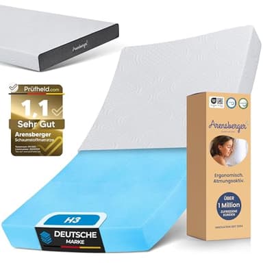 Arensberger Kindermatratze Jugendmatratze, 80x200cm 13cm hoch, Alter 5 bis 16 Jahre, Bezug | punktelastischer Gelschaum | waschbarer & Abnehmbarer Premium Bezug Allergiker freundlich