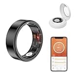 Smart Ring Herren und Damen, Smartring Fitness Tracker mit Ladeetui, IP68 Wasserdicht, Herzfrequenz Blutsauerstoff Schlaf Sport Size 9, Schwarz (9#)