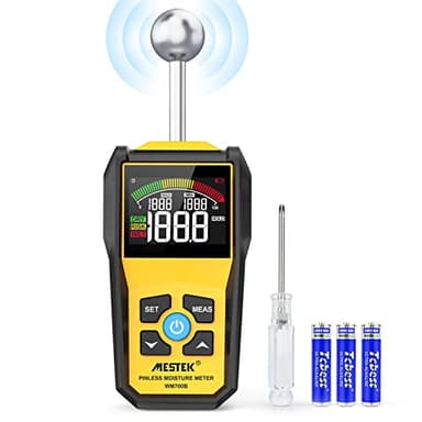 Feuchtigkeitsmessgerät MESTEK Feuchtigkeitsmesser Feuchtemessgerät Profi mit Farb-LCD Akustischem Alarm für Wand Holz Mauerwerk Putz Baustoffe Boden Baufeuchte Wohnung Wohnwagen 20-40mm Analysetiefe