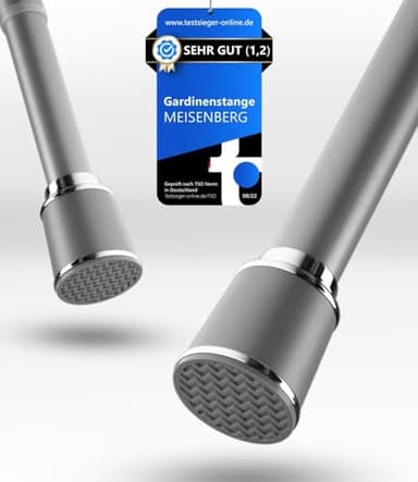 MEISENBERG Teleskopstange zum Klemmen 220-270cm, Grau, Ø 32 mm, Multifunktionale Spannstange ohne Bohren - Vorhangstange Klemmstange für Gardinen, Bäder und Balkon
