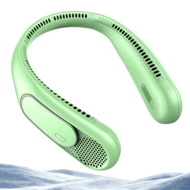 Dnenellr Nackenventilator, Ventilator Hals Hängend 6000mAh Akku, Tragbarer Hals Ventilator USB mit 3 Geschwindigkeiten, Freihändiger Nacken Ventilator für Drinnen, Reisen, Draußen (Smaragd)