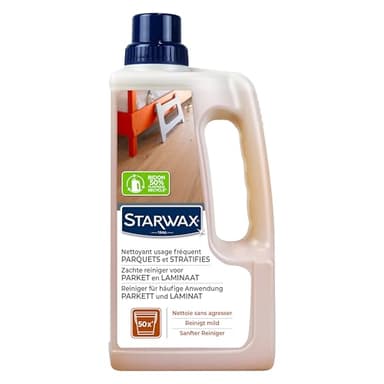 STARWAX - Milder Reiniger Parkett & Laminat - Reinigt, ohne zu strapazieren - Erhält das natürliche Aussehen des Holzes - Konzentrierte Formel - Kein Nachspülen - pH-neutral - 1 l - Bis 50 Reinigungen