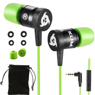 KLIM Fusion In-Ear-Kopfhörer mit Kabel & Mikrofon Hi-Fi, Memory-Schaum, 3,5 mm Klinke, Grün