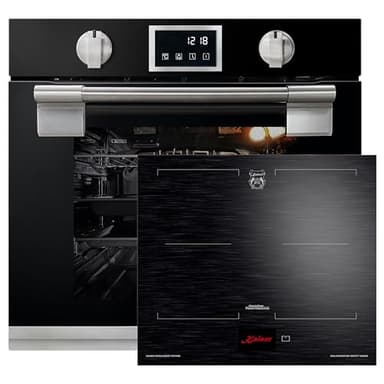 Kaiser Einbaubackofen EH 6338 s + KCT 6140 FI, Einbau Backofen, Pyrolyse Backofen, 11 Funktionen + Induktionskochfeld 60 cm FREE ZONE mit 2 FLEX Induktions-Zonen TFT Display