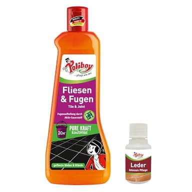 POLIBOY Fliesen & Fugen Reiniger - Wischkonzentrat mit Aktivsauerstoff für Bodenfliesen und Wandfliesen - Für innen und außen- 1x 500 ml - inkl. Produktprobe - Made in Germany