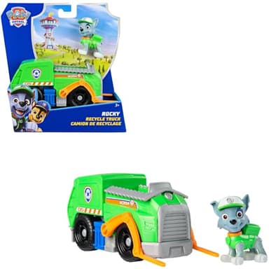 PAW PATROL Rocky-Figur mit Recycling-Truck, stabiles Basis-Fahrzeug (2025), authentisches Spielzeug zur Serie für Kinder ab 3 Jahren