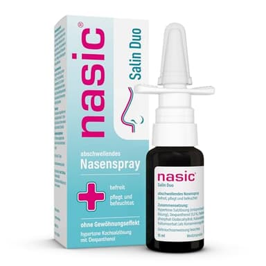 nasic Salin Duo 15 ml | natürlich befreiendes Nasenspray | bei Schnupfen, Heuschnupfen, entzündeter Nasenschleimhaut und verstopfter Nase | Für Kinder ab 6 Jahren