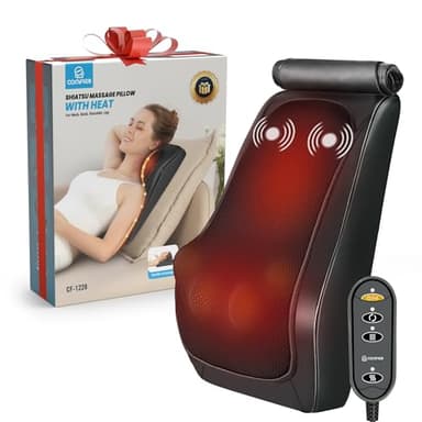 COMFIER Massagegerät, Nackenmassagegerät mit Wärme, Shiatsu Rückenmassagegerät mit 4D Knetköpfen, Massagekissen für Schulter, Rücken, Beine, Geschenke für Männer Frauen