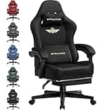GTPLAYER Gaming Stuhl, Atmungsaktiver Bürostuhl, bürostuhl ergonomisch, Hochwertiger - Stoff, Ergonomischer PC Stuhl, 160° Verstellbare Rückenlehne und ausziehbare Fußstütze,Schwarz