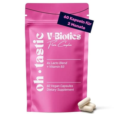 V-Biotics Milchsäurebakterien & Vitamin B3 für die Scheide - Kulturen Komplex für Frauen Intimflora mit Lactobacillus Reuteri, Rhamnosus, Acidophilus, Fermentum - (60 Kapseln) - ohtastic