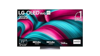 LG OLED77C5ELB TV 77 Zoll (195 cm) 4K OLED evo AI TV (α9 Gen8 4K AI Prozessor, webOS 25, 120Hz (VRR bis zu 144Hz)) [Modelljahr 2025]