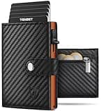TENBST Geldbörse Herren mit Münzfach & RFID Schutz, Slim Wallet Kartenetui Klein, Portmonee Geldbeutel Herren, 10 Fächer für Kreditkarten Kreditkartenetui (Schwarz- orange)
