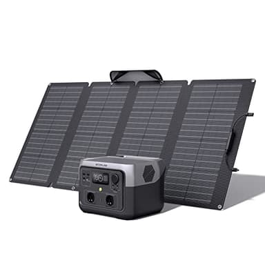 EF ECOFLOW Tragbare Powerstation RIVER 2 MAX mit 160W faltbare solar panel, 512 Wh Solargenerator mit LiFeP04, Schnellladung in 1 Stunde, bis zu 1000 W Leistung, Balkonkraft für Camping