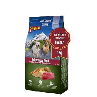 DeliBest Adult Sensitive Complete Dog Rind I Halbfeuchtes Futter für Hunde Adult I aus 100% Schweizer Rindfleisch I getreidefrei & ohne andere Zusätze I Hundefutter kaltgepresst I 1 kg