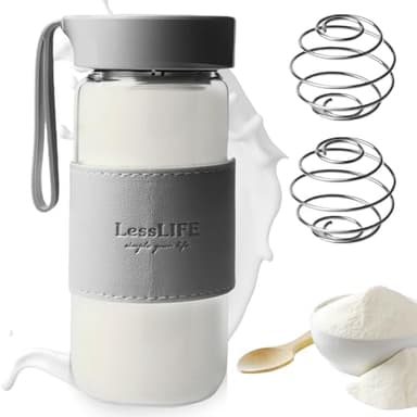 GOMETY Shaker Proteinshake Glas 480ML Eiweiß Shaker, BPA-Frei Und Auslaufsicherer ProteinShaker für Eiweiß- & Sportgetränke, Wasserflasche, Trinkflasche, Grau