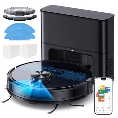 Lubluelu Saugroboter mit Absaugstation 3in1, 4500Pa Staubsauger Roboter mit Wischfunktion, Roboterstaubsauger mit Lasernavigation APP Steuerung, Ideal für Tierhaare, Teppiche, Hartböden