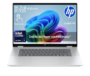 HP OmniBook X Flip Intel Core Ultra 7 258V, Copilot+ PC, 16" OLED Touch, 47 NPU Tops, 32 GB RAM, 1 TB PCIe Gen4 SSD, Intel Arc 140 GPU, Windows 11, KI-gestützt, Convertible Laptop, QWERTZ, Silber