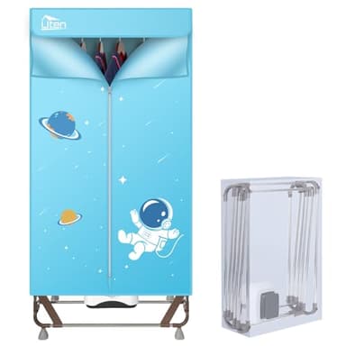 Uten Elektrischer Tragbarer Wäschetrockner, Kleiderschrank Trockenmaschine,Keine Installation erforderlich, Wäscheständer mit großer Kapazität 170cm, 1500W, Blau