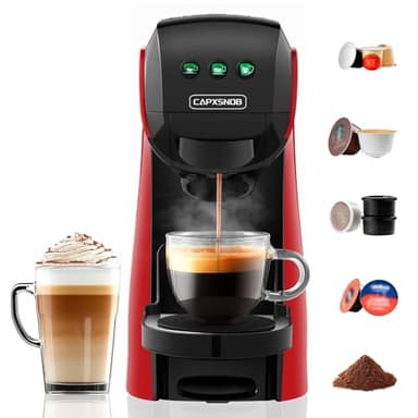 Warriors1 5-in-1 Kaffeemaschine Kapselmaschine für Nespresso, Dolce Gusto, Lavazza A Modo Mio, Espresso Point Kapsel und Kaffeepulver, 20 bars, 0,82 L, Automatische Kaffeemaschine für Zuhause und Büro