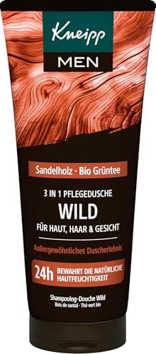 Kneipp MEN 3 in 1 Wild Duschgel - Sandelholz & Bio Grüntee - Für Haut, Haar & Gesicht - Verbessert das Hautgefühl - 200ml