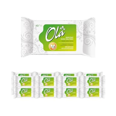 OLA Feuchtes Toilettenpapier – (16x40 Stück) Befeuchtetes Toilettenpapier – mit Kamillenextrakt & Milchsäure, spülbar, reinigt den Intimbereich – 640 Stück