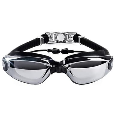 Hersvin Schwimmbrille (M/0 bis M/-8,0) UV400 Anti-UV Anti Nebel Schutzbrille für Erwachsene Männer Frauen Kinder (Schwarz, M/-2,0)