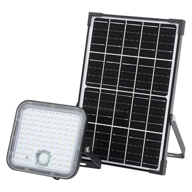 Osram LED-Solar-Außenleuchte Endura Outdoor schwarz mit Flutlicht und Solar-Panel, 5 m langes Kabel, mit Fernbedienung und PIR-Bewegungsmelder, 30 W, 4500 lm, 840, 4000 K Lichtfarbe, EEK A