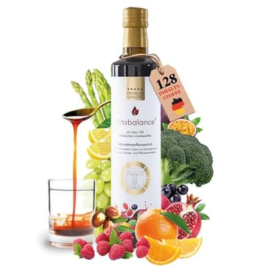 Vitabalance® Mikronährstoffkonzentrat 500 ml – 128 Zutaten inkl. fermentiertem Obst und Gemüse – für die tägliche Nährstoffversorgung | Vegan | 1-Monats-Vorrat