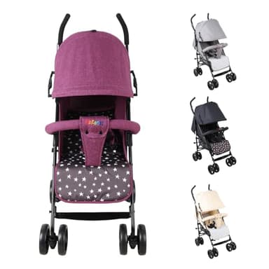 Kinderwagen Buggy, Reisebuggy mit Liegefunktion für Kinder ab 6 Monaten bis 15 kg, Buggy Klein Zusammenklappbar mit 360° Räder Einkaufskorb Sonnenverdeck Geräumiger Sitz, Kinderbuggy (Lila)
