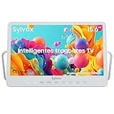 SYLVOX Tragbarer Fernseher 15,6 Zoll | Google TV, 10000 mAh Akku (6h Laufzeit) | IP66 Wasserdicht | USB, WLAN, Bluetooth | 12V Kleine Outdoor Fernseher für Camping, Pool, Badezimmer & Küche