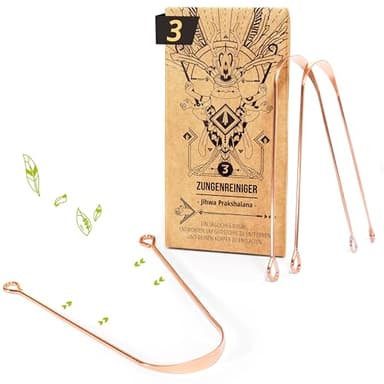 Nature Nerds - Zungenreiniger aus Kupfer (3 Stück) - Jihwa Prakshalana – Ein ayurvedisches Ritual mit dem Zungenschaber - plastikfreie Mundhygiene