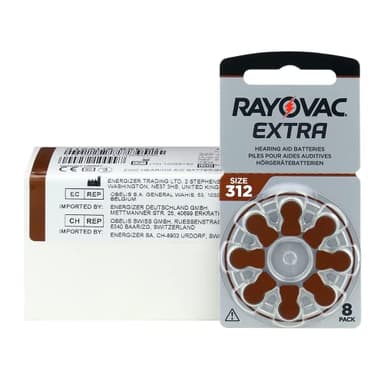 Rayovac Extra 312, 80 Stück, Hörgerätebatterien, hohe Leistung, Zink-Luft-Batterien, 10 Blisterkarte, braun, 312AUX-8XEMF-10