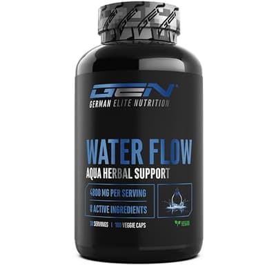 Water Flow Komplex - 180 Kapseln - Mit Brennnessel, Löwenzahn, Grüntee, Artischocke & Cranberry - Pflanzliche Rezeptur ohne chemische Entwässerungstabletten - Vegan, hochdosiert