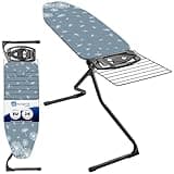 KADAX Bügelbrett mit ausziehbarem Fach, 120x42cm Bügeltisch, Dampfbügeltisch mit regulierbarer höhe, Bügelbrett mit Antirutschfüßen (Dunkelblau)