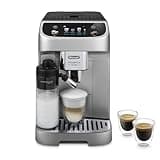 De'Longhi Magnifica Plus ECAM322.70.SB Kaffeevollautomat mit LatteCrema-Milchsystem für Automatischen Cappuccino, Full-Touch-Farbdisplay, Extra Shot-Funktion, x2-Funktion, 1450W, Silber/Schwarz