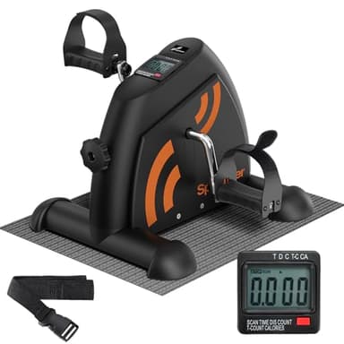 Sportneer Pedaltrainer für Senioren,Mini Heimtrainer mit LCD-Display, Fitnessgeräte für Zuhause – Tischfahrrad, Ergometer Senioren, Arm- und Beintrainer für Senioren mit Anti-Rutsch-Matte (Schwarz)