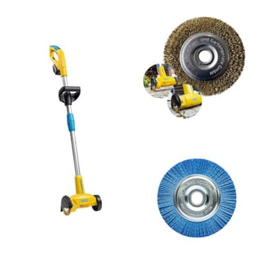 GLORIA WeedBrush li-on – Akku Fugenreiniger inkl. 2x Stahldraht- & 1x Nylon-Fugenbürste | Unkrautentfernung für robuste & empfindliche Flächen | Für BOSCH 18V Akku (nicht enthalten)