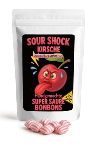 Bömskes Bonbonmanufaktur Super Saure Bonbons Sauerkirsche 180g – Extrem saure Bonbons mit Sauerkirsche Geschmack – Saure Süßigkeiten die Eure Geschmacksnerven zusammenziehen lassen