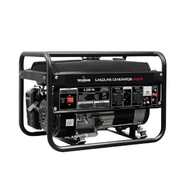 Tecnoware Power Systems - Tragbarer Stromgenerator , 3200VA Einphasig , Benzinbetrieben , Leise , AVR , Ideal für Gartenarbeit und Camping , 15L Tank , Elektrischer/Manueller Start , Schwarz , 3200VA