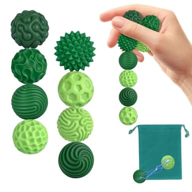 Zingbee 8 Stück Magnetische Fidget Toys, Silikon Magnetkugeln Anti-Stress Bälle, Sensorik Spielzeug für Erwachsene und Kinder, Sensorische Magnetische Kugeln Set, Stressabbau und Entspannung（Grün）