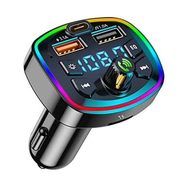 Bluetooth FM Transmitter Auto Zubehör, Adapter Mit Freisprecheinrichtung, Radio Adapter 5.3 Schnellladen Unterstützen SD-Karte USB-Disk