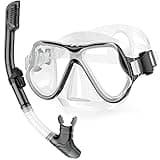 QcoQce Trocken Schnorchelset,Anti-Fog und Panorama-Weitblick Tauchmaske,Leichtes Atmen und Professionelle Schnorchelmaske mit Weichen Mundstück,Schnorchel Set für Erwachsene