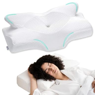 Elviros Orthopädisches Nackenkissen aus Memory Foam, Ergonomisches Kopfkissen Nackenschmerzen, für Rücken, Seiten und Bauchschläfer, Waschbarer, Kühler Kissenbezug, 64×(11,5/13)×40 cm