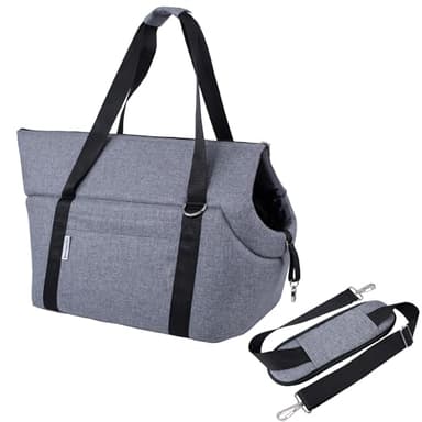 BOUTIQUE ZOO Hundetragetasche XL bis 15 kg – große Transporttasche für mittelgroße Hunde & Katzen – weich, faltbar & waschbar – 52×35×39 cm – Grau