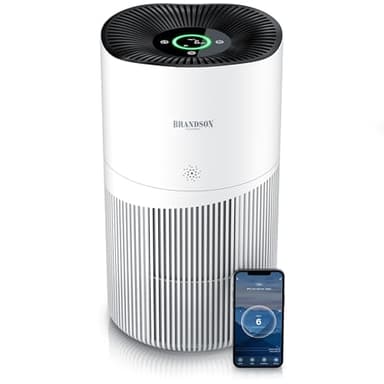 Brandson - Luftreiniger Allergiker 90m² - Preisträger 2025 - CADR 402 m³ - Air Purifier - Smart Home mit App - 4 Filterstufen HEPA Aktivkohle – Tierhaare Pollen Staub Schimmel Viren Raucherzimmer