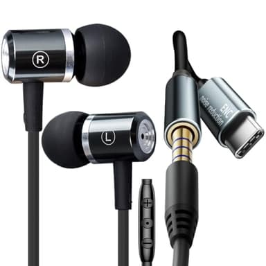 BACKWIN Kabel kopfhörer mit Call Noise-Canceling – Stereo-Bass, klarer Anruf & geräuschfrei, geräuschisolierende In-Ear-Wired Headphones, Kabel In Ohr Ohrhörer mit ENC-Lärmreduzierung-Mikrofon