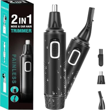 Nasenhaartrimmer Herren, 2 in 1 Nasenhaartrimmer, Nasenhaarschneider, Ohrhaarschneider, Augenbrauen-Lippenhaare Schmerzloser Epilierer, IPX7 Waschbarer Gesichtshaarentferner für Männer und Frauen