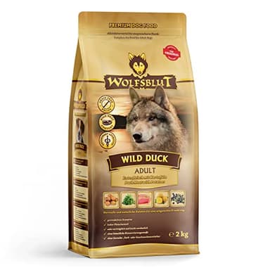 WOLFSBLUT – Wild Duck Adult | Trockenfutter mit natürlichen Zutaten und Superfoods für ausgewachsene Hunde. Getreidefreies Alleinfutter ohne Zusatzstoffe im Beutel | 2kg Ente