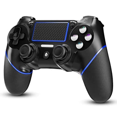 CHEREEKI Wireless Controller für PS-4 Gamepad mit Turbo Doppelter Vibration 6 Achsen Gyro Sensor 600 mAh Akku Touchpad 3.5mm Audio Jack Schwarz